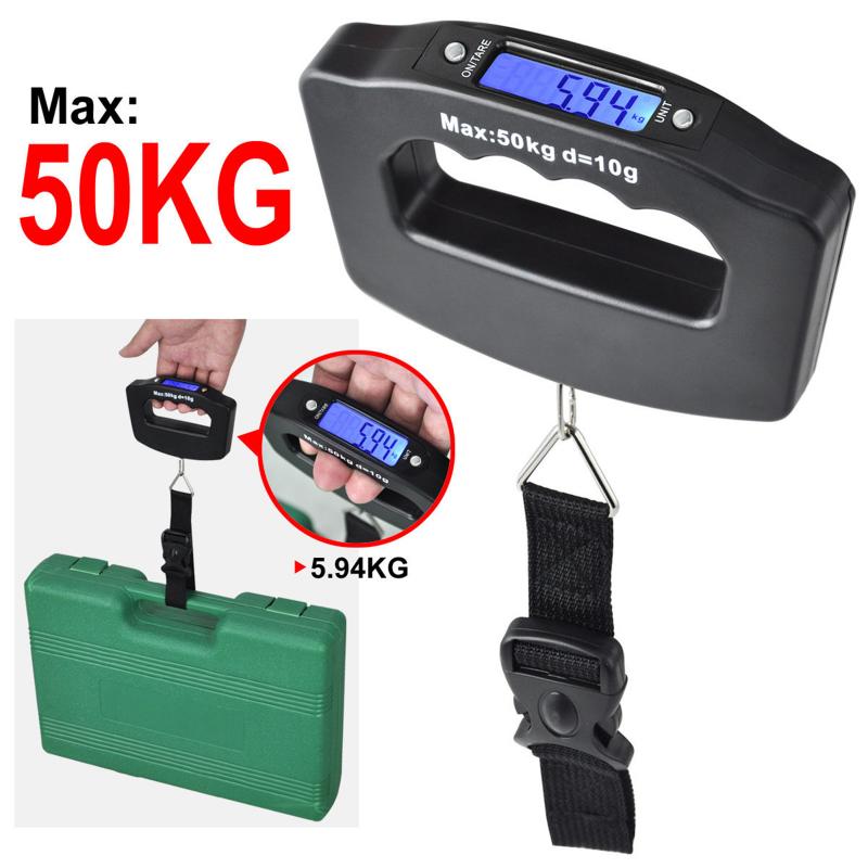 50kg Portable Electronic Luggage Scale LCD Display Travel Digital Luggage Scales Hanging Backlight Balance Weighing: Default Title