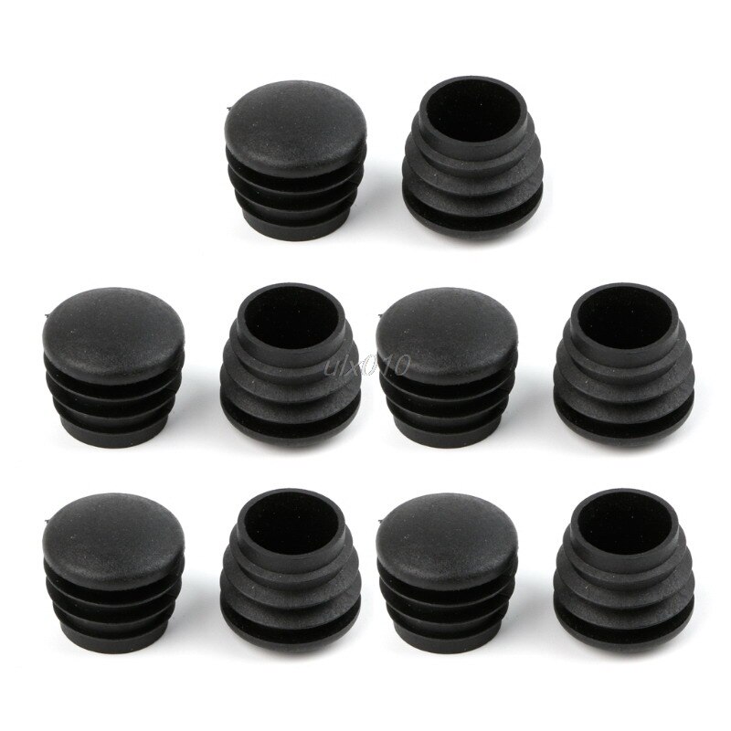 10Pcs Black Plastic Furniture Leg Plug Blanking End Cap Bung For Round Pipe Tube S02: 4