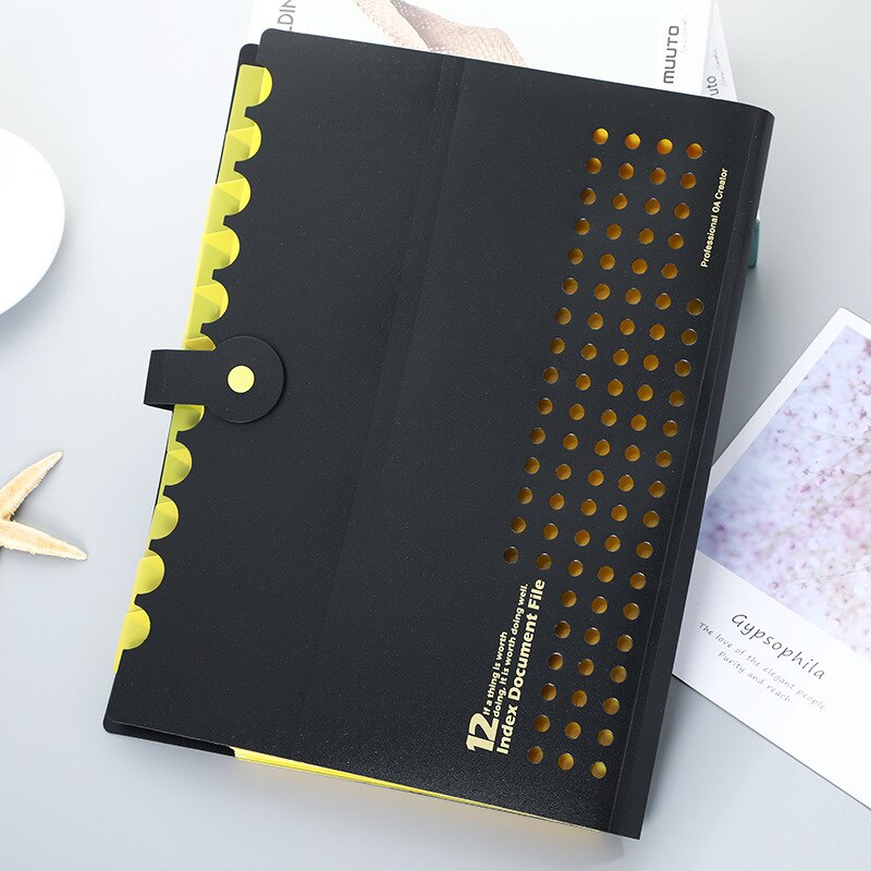 Waterproof A4 File folders13 pockets Expanding file Document Bag Pouch Bill Folder Holder Organizer file holder file organizer: YELLOW