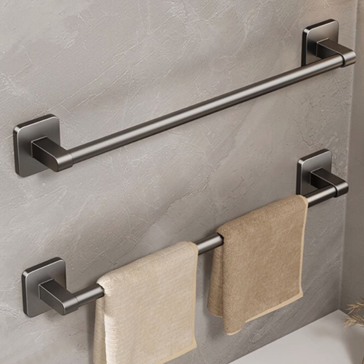 Badkamer Handdoekenrek Aan De Muur, Zwarte Handdoekstang Met Aluminium En Handdoekhouder, Douche-En Badhanddoekrekken