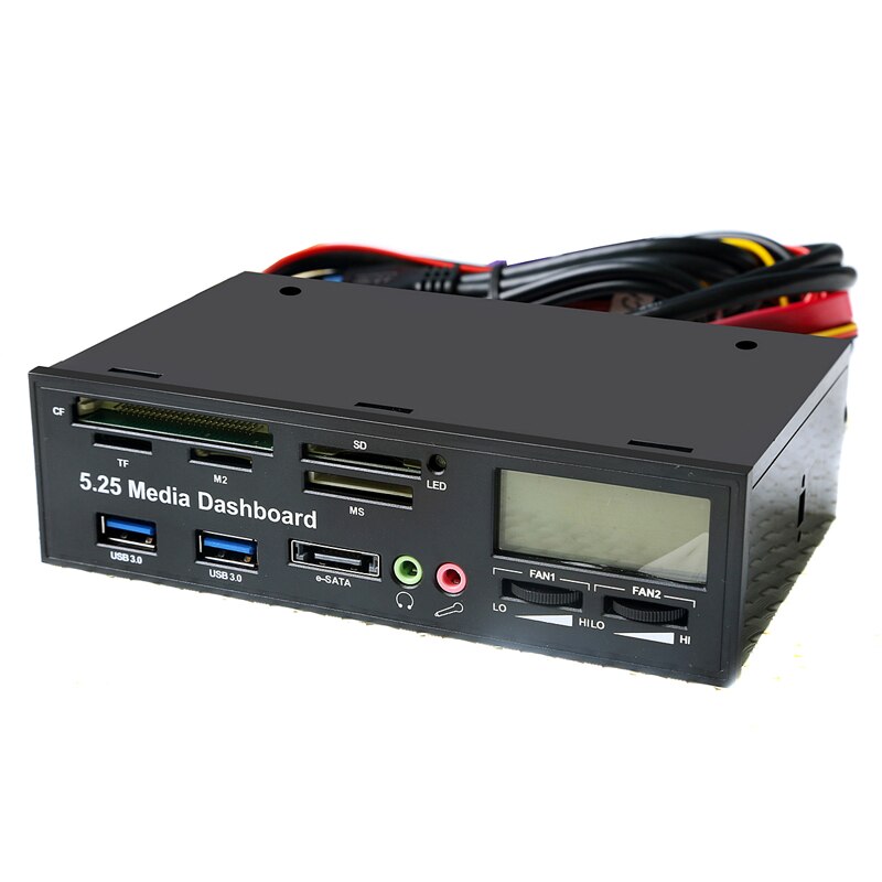 1 x Multifunction USB3.0 Card Readers 5.25" All In One Media Dashboard Front Panel PC Multi Card Reader P15