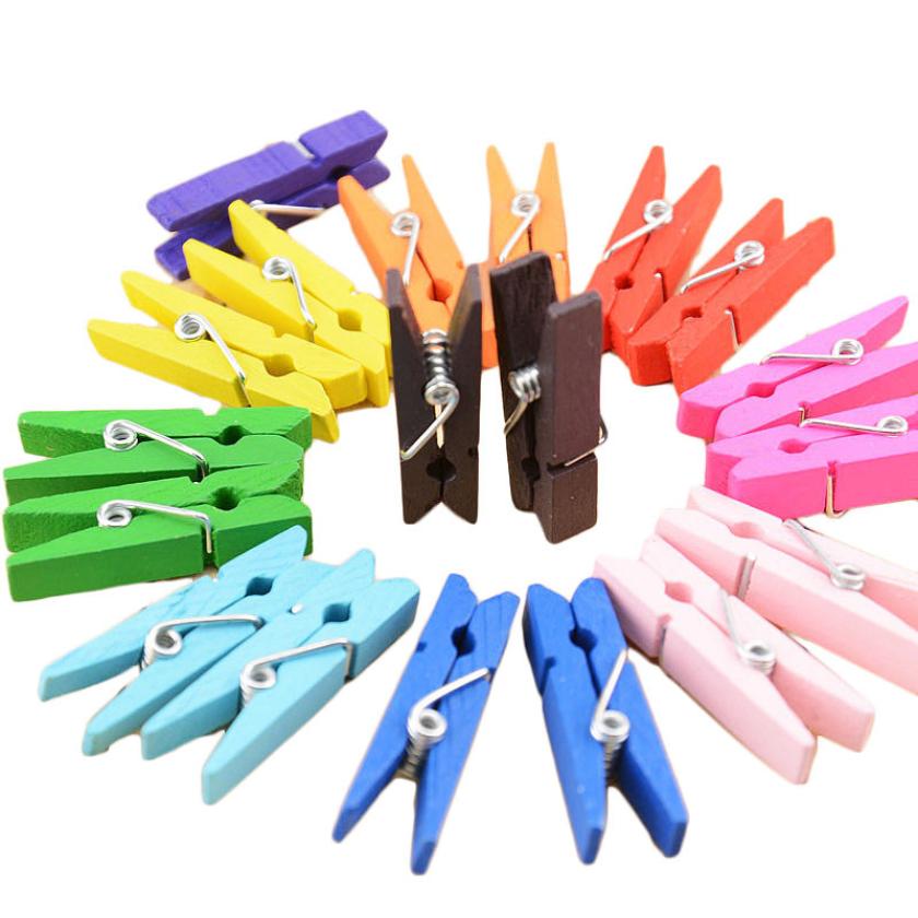 50 Uds Color mezclado Mini de madera Peg pinza de Ropa Decoración arte Clips foto de ropa de papel 25mm 35mm 45mm . Exclusivo.
