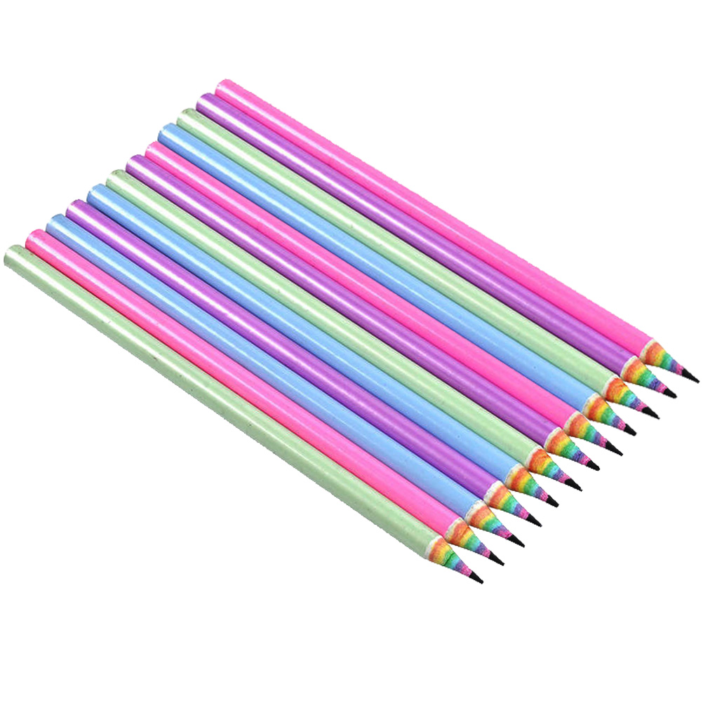12pcs Rainbow Paper Pencils Pre-sharpened School Rainbow Paper Pencils for Kids: Default Title