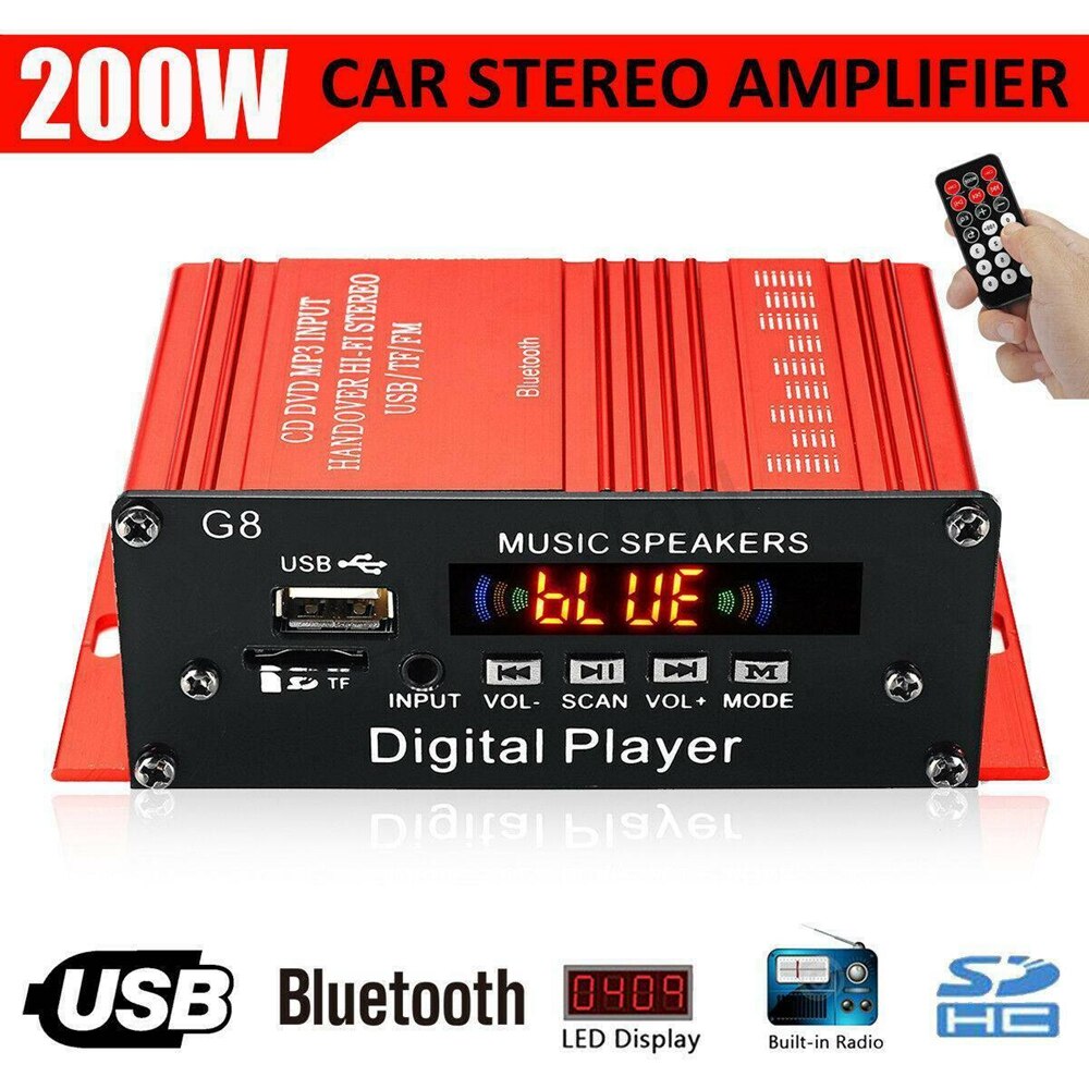 Bluetooth 2 Channel Amplifier Receiver HiFi Integrated Amp 2.0 CH DC 12V