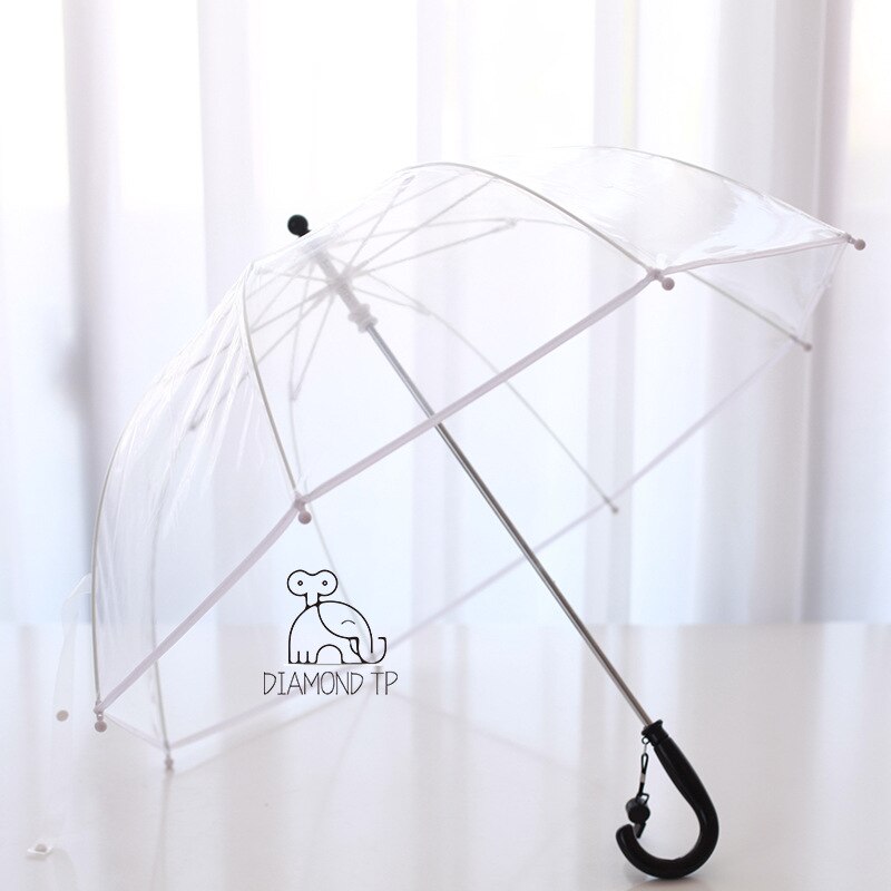 Pare-brise pluie parapluie Transparent Kawaii enfant Mini petit parapluie facile Ins enfant mignon parapluie tenir S014: WHITE