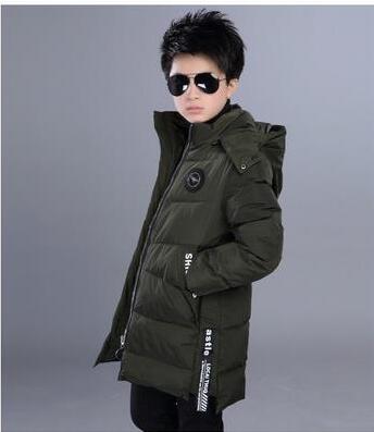 Jas Voor Meisjes Jongens Mode Winter Hooded Down Bovenkleding Jongens Warme Dikke Jas Kids Kleding Sneeuw Wear Snowsuit Parka: Army Green / 5