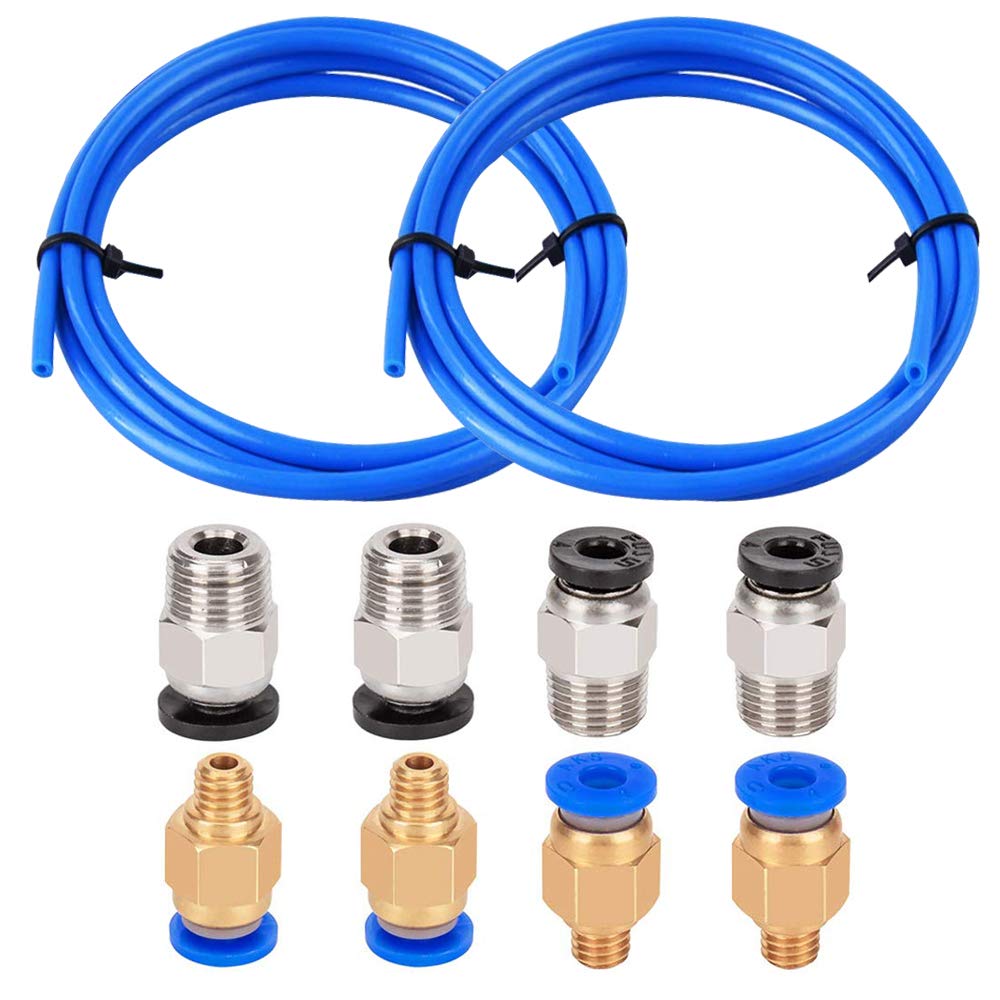 Rurka Bowden PTFE do filamentu 1,75 mm z złączami PC4-M6 PC4-M10 pneumatyczne do Creality Ender 3/Pro Ender 5/Pro CR-10/10S: WHITE