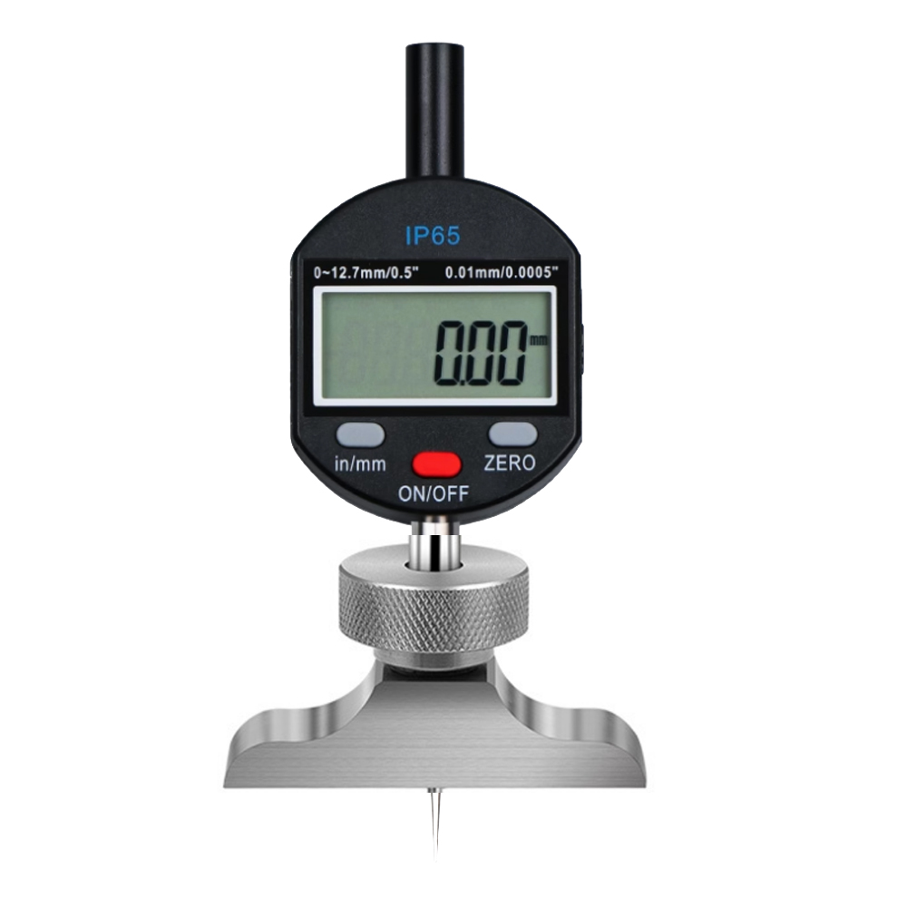 High precision micrometer Digital indicator depth gauge depth measuring instrument with cylindrical base T-bracket: Silver