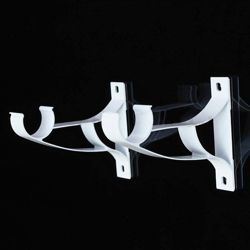 1Pair Aluminum Curtain Rod Bracket Support for Curtains Sticks Without Drilling Fixtures Rod Bracket White
