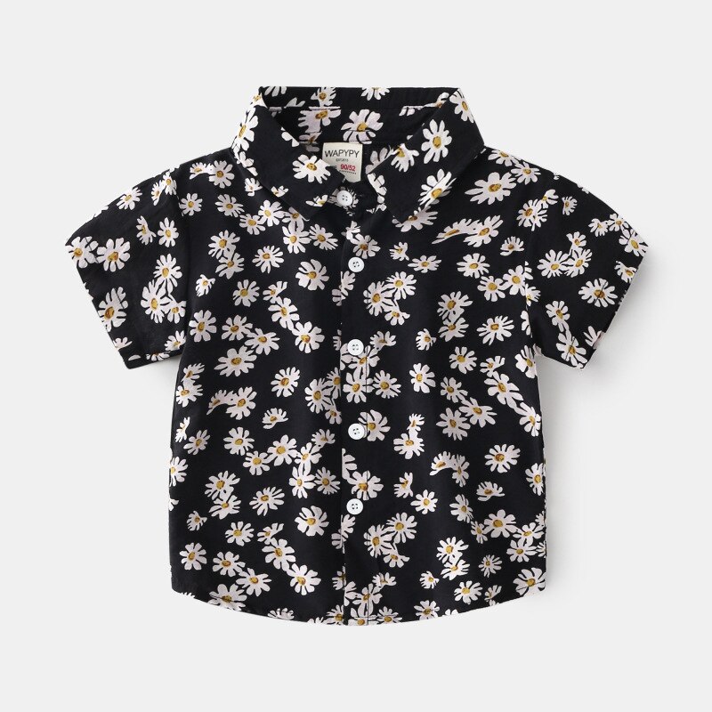 Toddler Baby Boy Girls Clothes Kids Short Sleeve Floral Shirt Boho Beach Print Party Gentleman Summer Vacation Boys Shirt