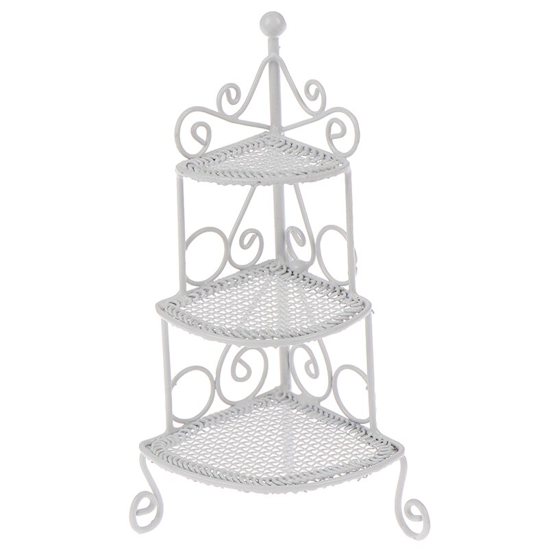 1/12 Art Miniatuur Metalen Mini Driehoek Bloem Stand Kids Speelgoed Meubels Wit Voor Kinderen Poppenhuizen Model Accessoires