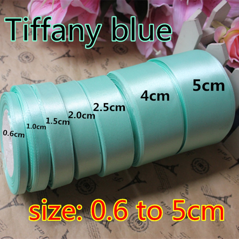 Ruban de satin de soie bleu tiffany de 25 mètres pour décoration de fête de mariage, emballage, vêtements de noël, ruban de tissu à coudre