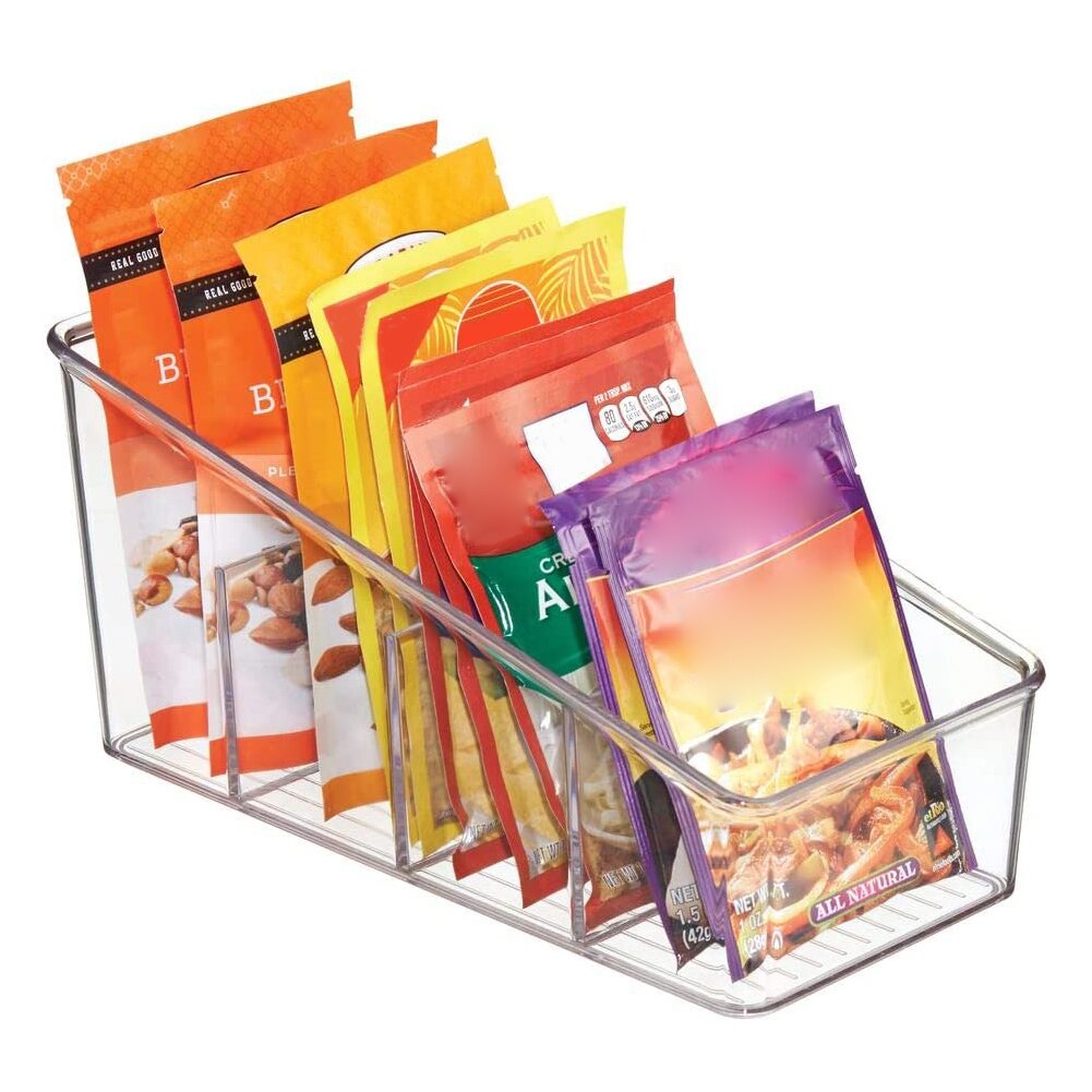 Large Plastic Food Packet Organizer Caddy Storage Station for Kitchen Pantry Cabinet Countertop Holds Spice Pouches HY99