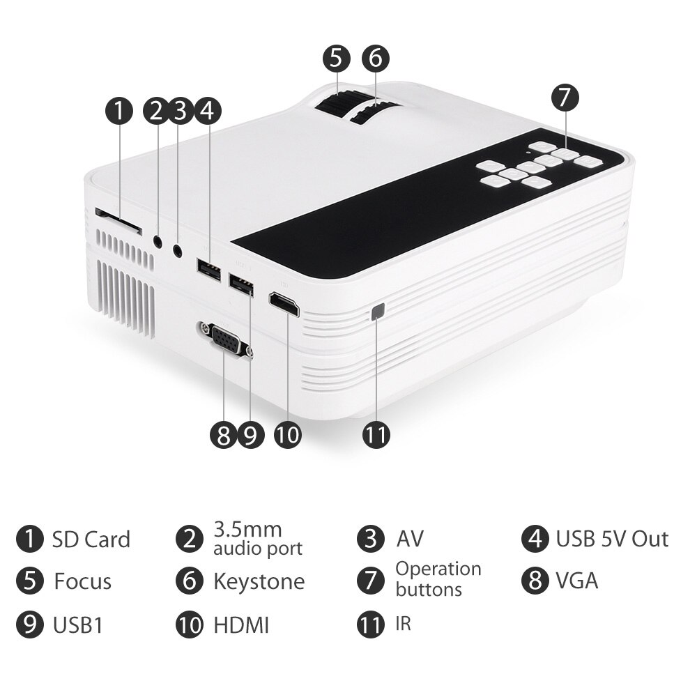 ThundeaL UB10 HD Mini Projector Outdoor Video Cheap Portable Digital Projector Support 1080P USB with VGA SD AV Video Beamer