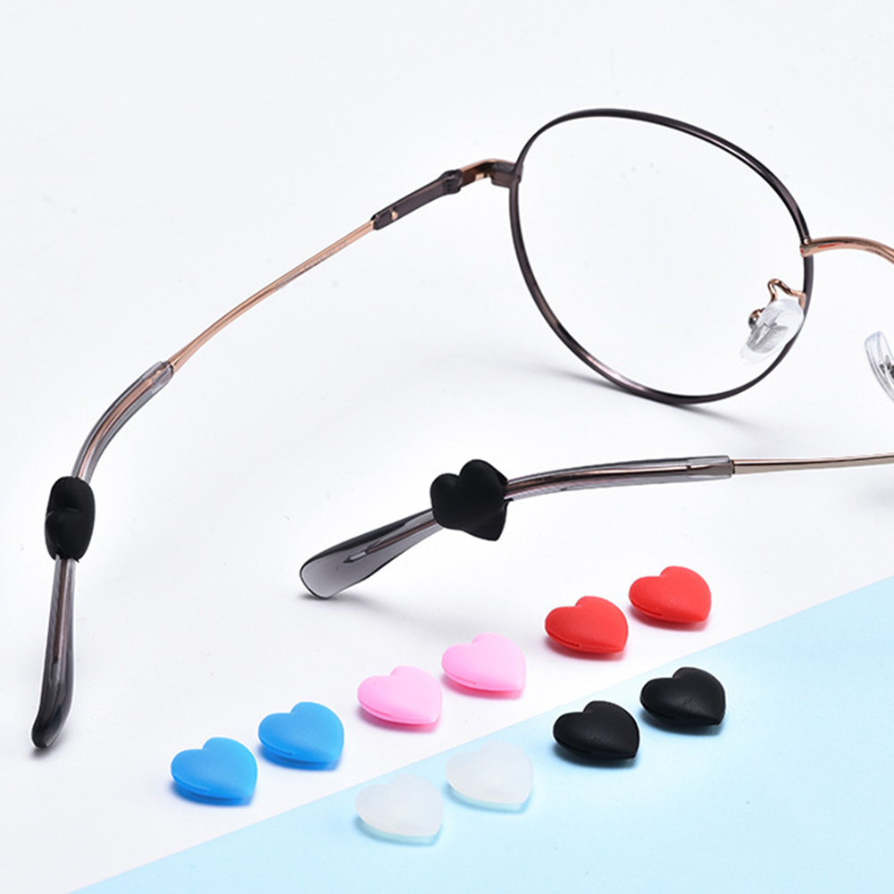Soporte antideslizante de silicona con forma de corazón para gafas, accesorio elástico para patillas, con gancho para la oreja y espejo