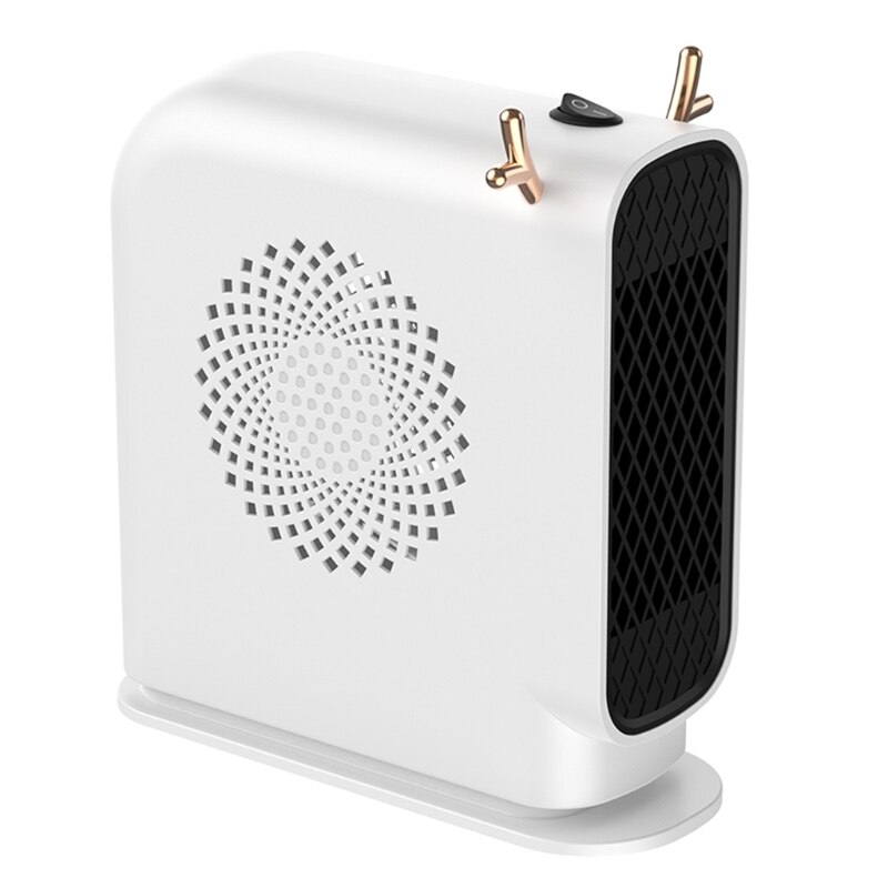 Desktop Mini Electric Heater Portable Space Heater with Thermostat High Output Fan for Home Bedroom Office Room Desk Indoor Use: White