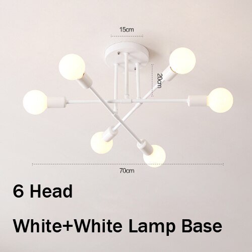 Loftslamper vintage multipel  e27 lampe fod sort/hvid/guld til stue / spisestue / soveværelse led loftslampe: 6 hoved hvid