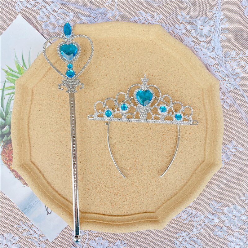 Elsa Prinses Accessoires Handschoenen Wand Kroon Sieraden Set Elsa Pruik Vlecht voor Prinses Jurk Kleding Cosplay Aankleden Sneeuwvlok