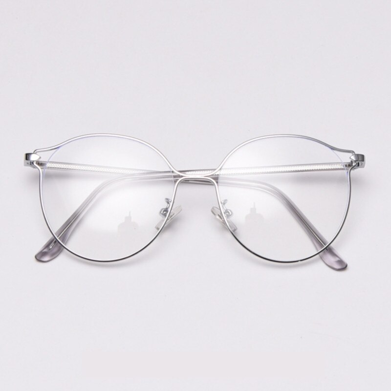 49032 Round Retro Ultralight Glasses Metal Frames Men Women Optical Computer Glasses: C4silver