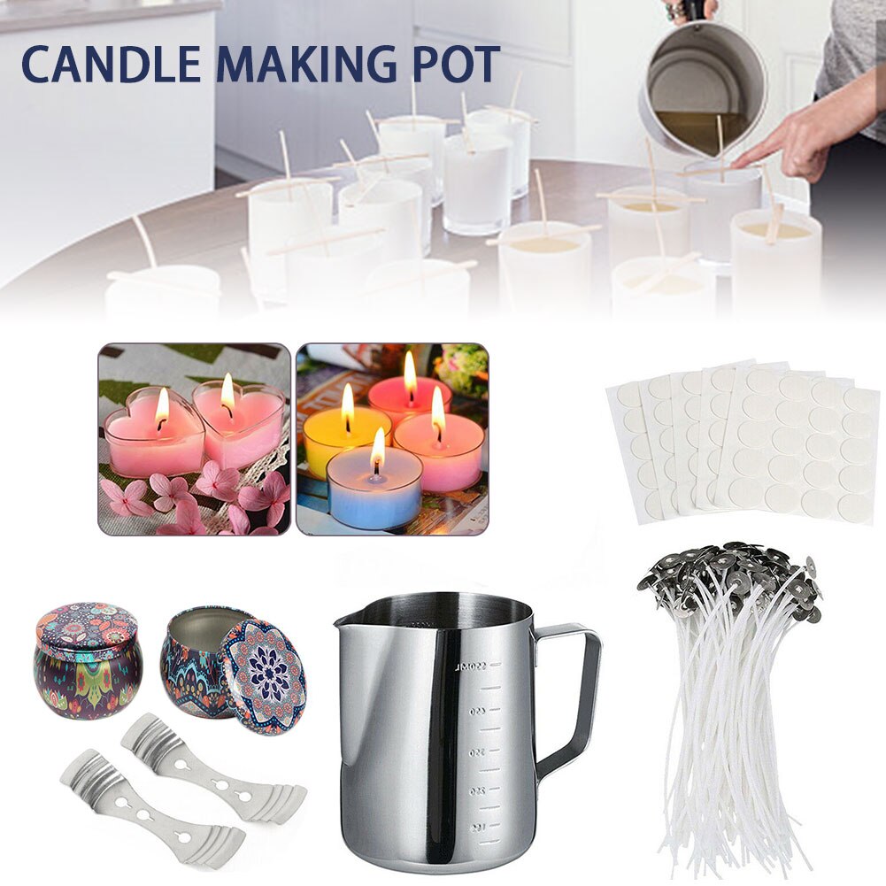 Candle Making Kit DIY Candles Craft Tools with Pouring Pot 205pcs Candle Wicks and Candle Wicks Sticker