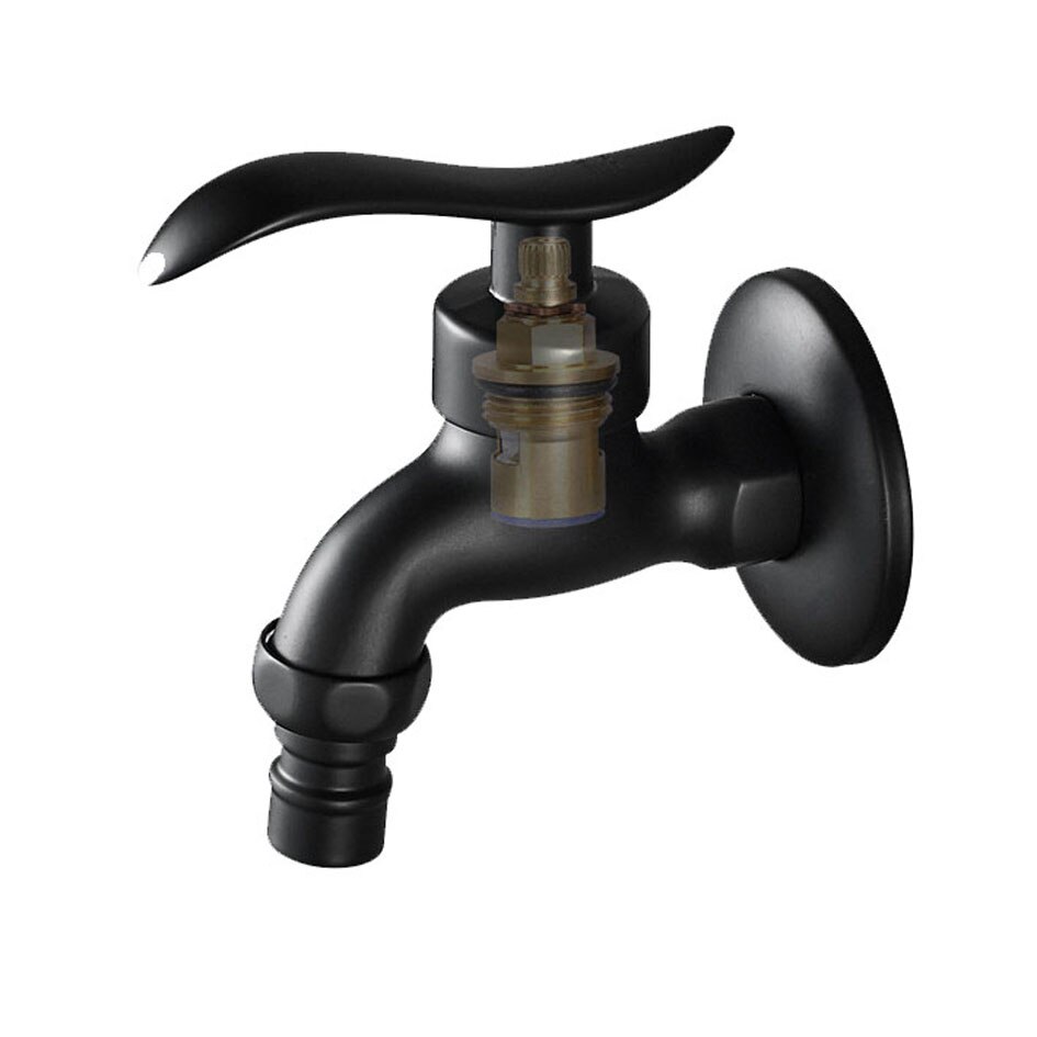 Wall Mounted Lengthen Washing Machine Tap Mop Pool Tap Black Color Garden Outdoor Water Modern Kitchen Bathroom Faucet