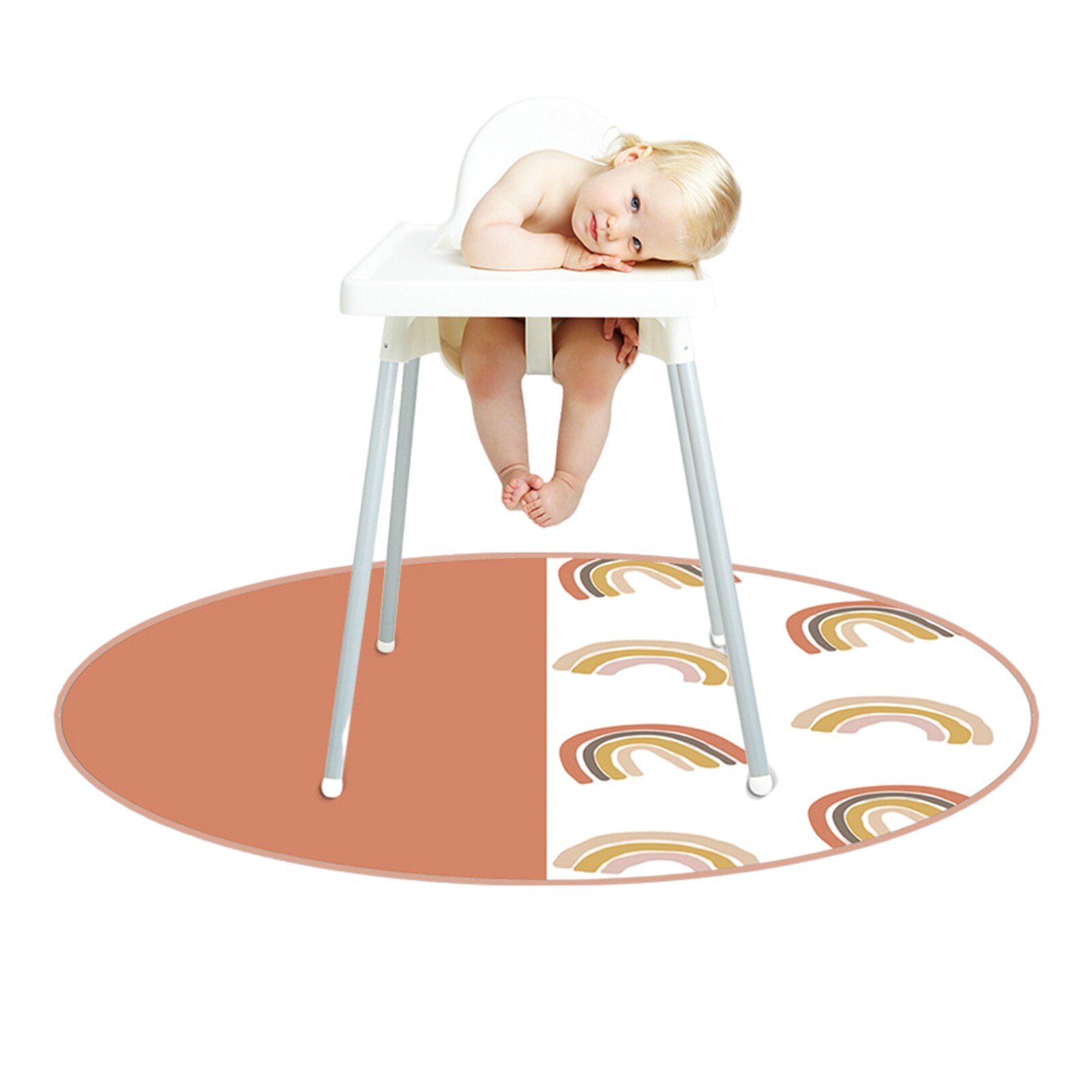 Hochstuhl Boden Schutz Matte Anti-Unterhose Silikon Stelle matt Baby Eatting matt freundlicher Runde Boden Krabbeln Spielen matt: E