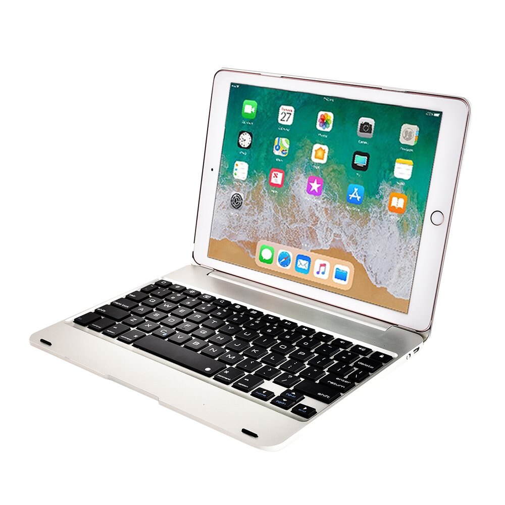 Smart flip cover til apple ipad 9.7 6 6th generation tastatur cover  a1893 a1954 trådløst bluetooth-kompatibelt tastatur cover: Sølv