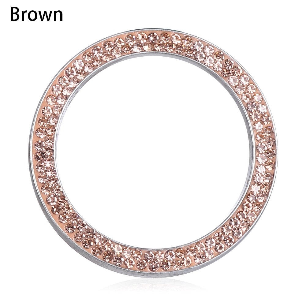 Auto's Start Stop Ontsteking Drukknop Cover Auto's One-Key Motor Strass Diamant Kristallen Ring DIY Auto Decoratie: Bruin