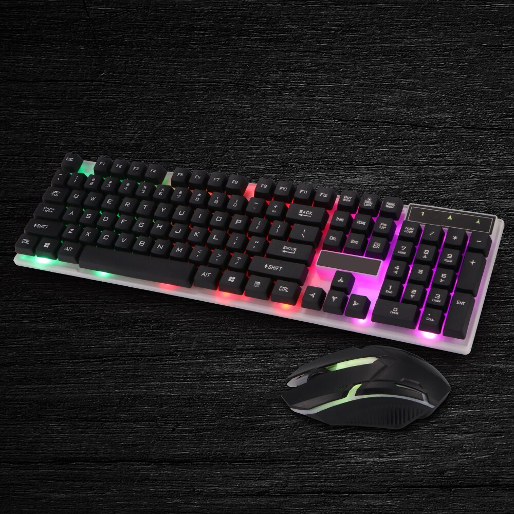 Keyboard Mouse Set LED Rainbow Color Backlight Gaming Game USB Wired Keyboard Mouse Set Gamer Keyboard