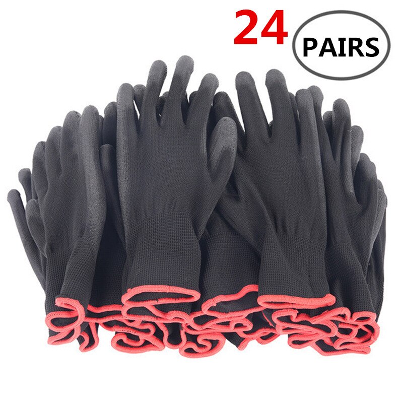 Guantes de trabajo de seguridad de nailon para carpintero, Guantes Recubiertos de Palma, suministros para trabajadores de reparación, 12 pares, 24 pares