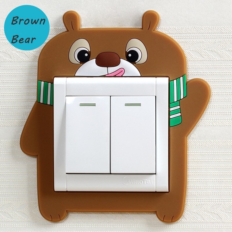 3D Silicone On-off Switch Sticker Luminous Switch Wall Stickers Cute Cartoon Children Bedroom Fluorescent Switch Home Decoration: Brown Bear