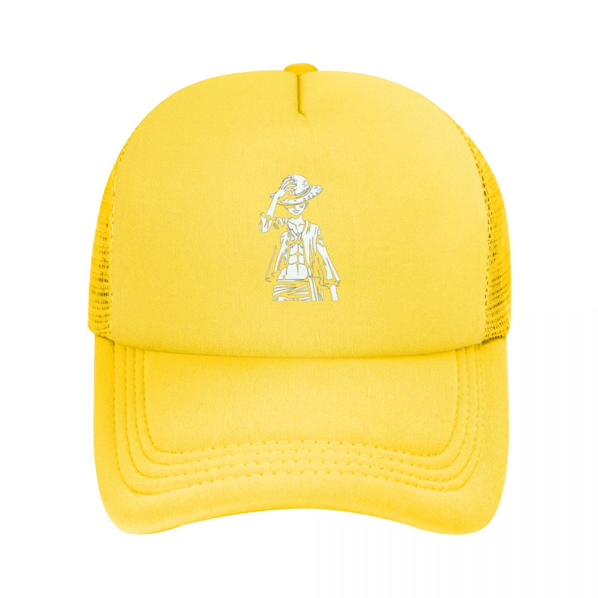 en stykke luffy anime baseball caps nettinghatter justerbare utendørs unisex caps: Gul