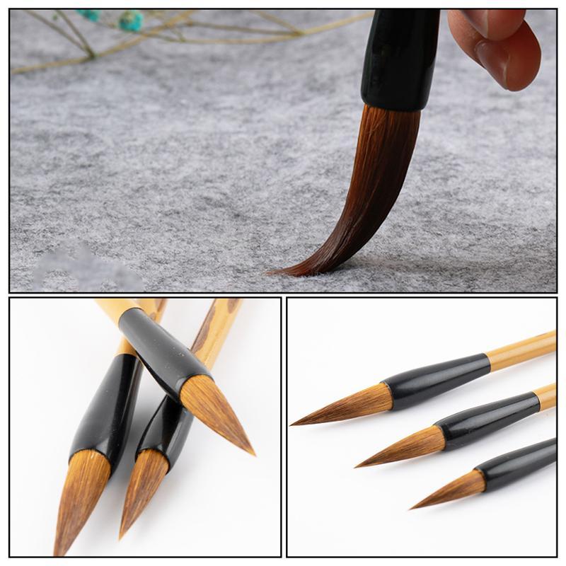 3Pcs Professionele Chinese Kalligrafie Borstel Pennen Schrijven Borstels Tekening Pennen Ou Kai Kalligrafieborstel (Eerste Leerjaar Langhao Pak)