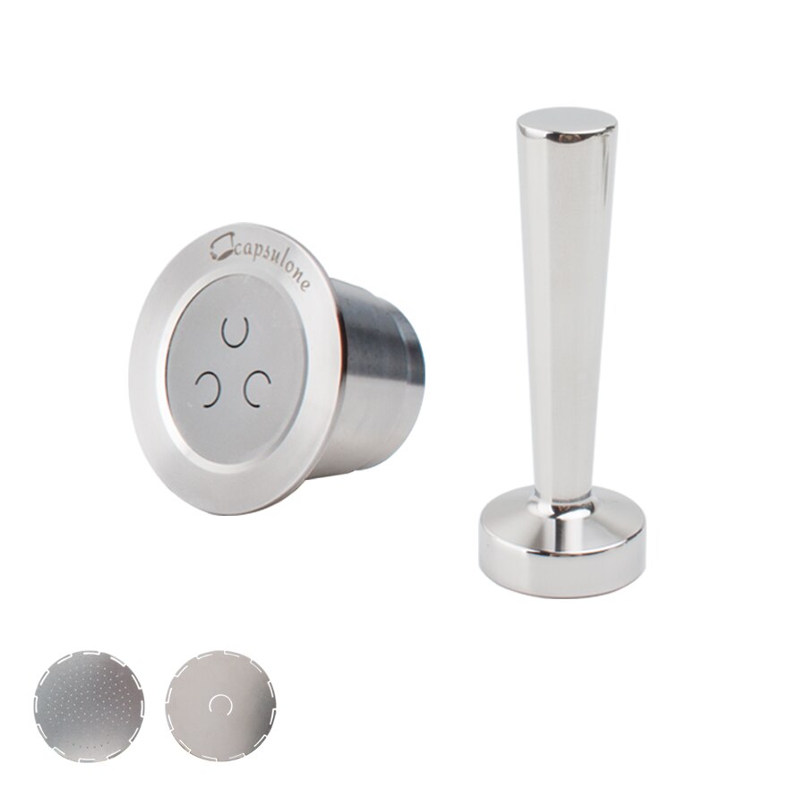 Capsulone 3rd STAINLESS STEEL Metal Capsule Compatible with Nespresso Refillable Reusable coffee capsule pod: 1 pod 1 tamper