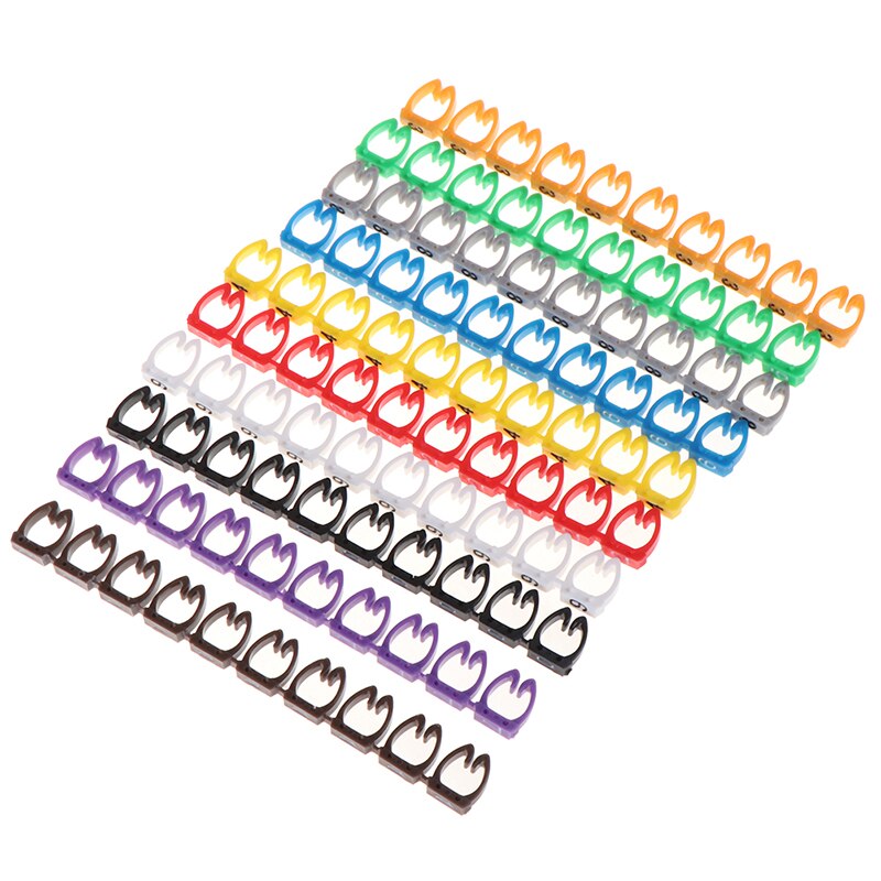 150 unids/lote marcadores de Cable coloridos tipo C Etiqueta de número de marcador para Cable de 2-3mm