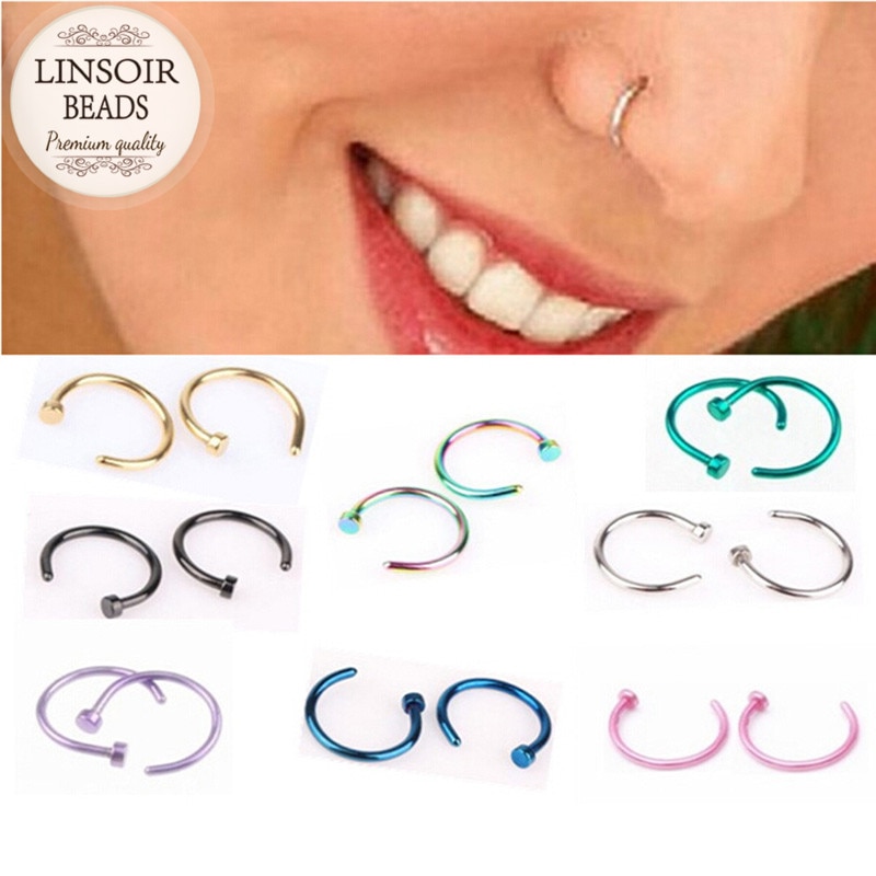 LINOSIR 10 stücke Medizinische Titan Gefälschte Nase Ringe Für Frauen Punk Septum Clicker Körper durchbohren Schmuck Faux Nariz Percing Nez f3778