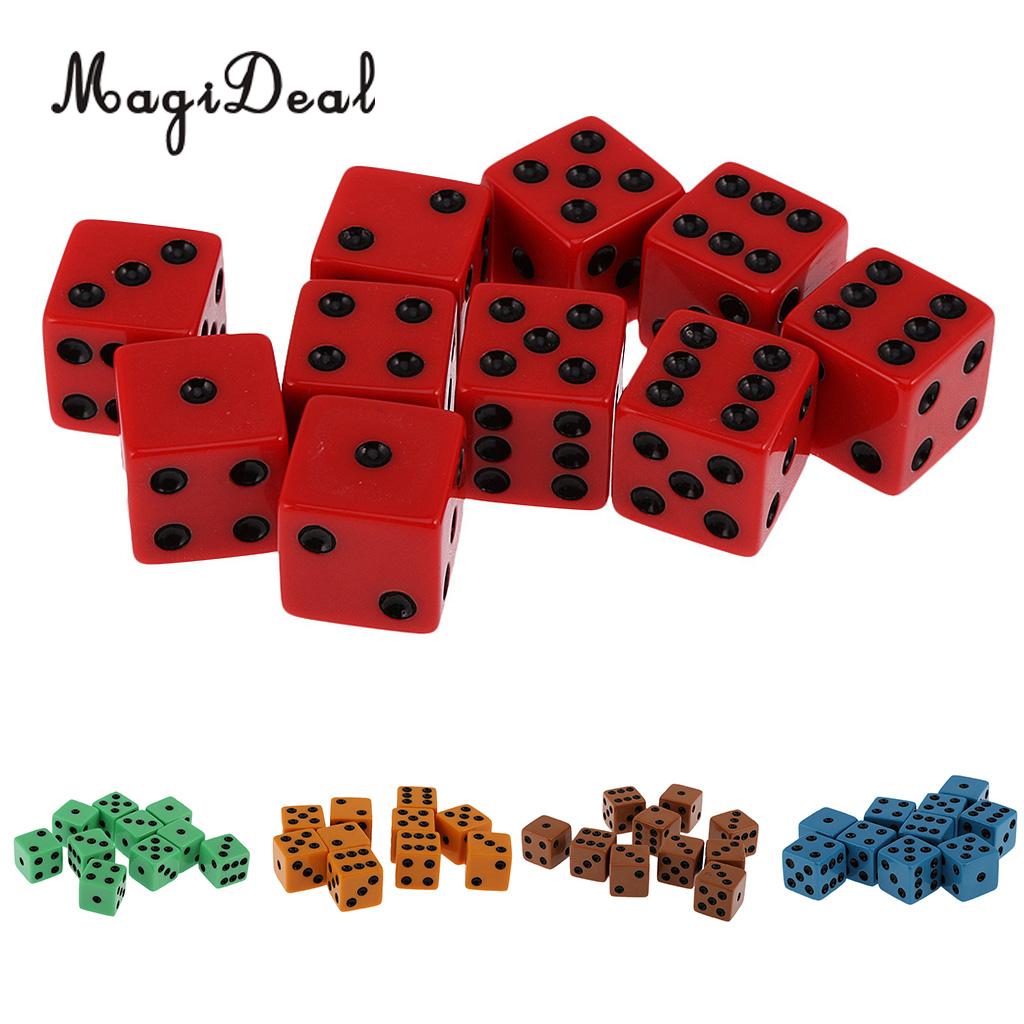 Magideal 10 st 18mm sexsidiga bar pub club party spot  d6 spela spel tärningsset ogenomskinligt leksakstillbehör 5 färger