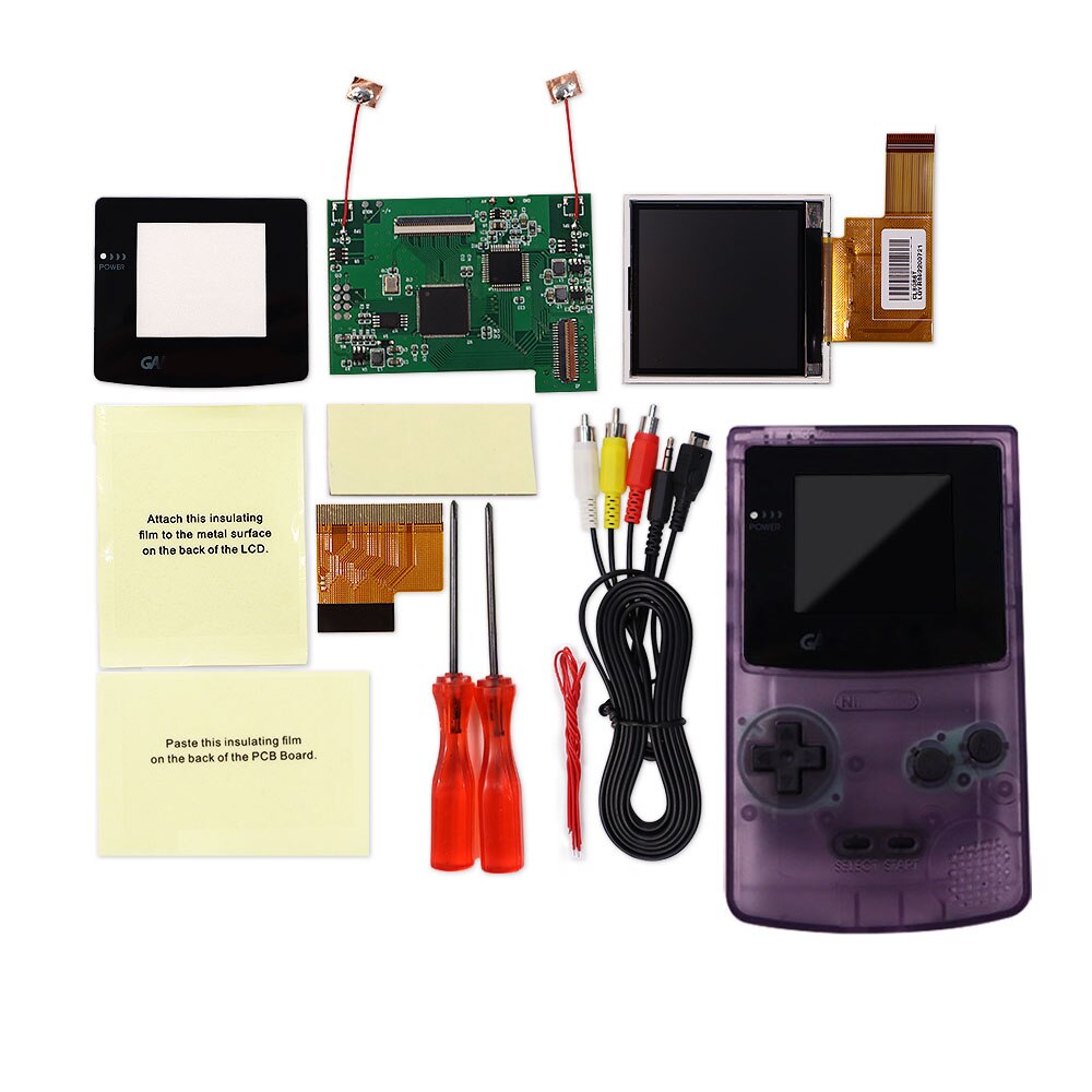 TV Version 2.2 inches GBC LCD High Brightness LCD Screen TV Out for Gameboy COLOR GBC - No Need Shell Cutting: Clear purple