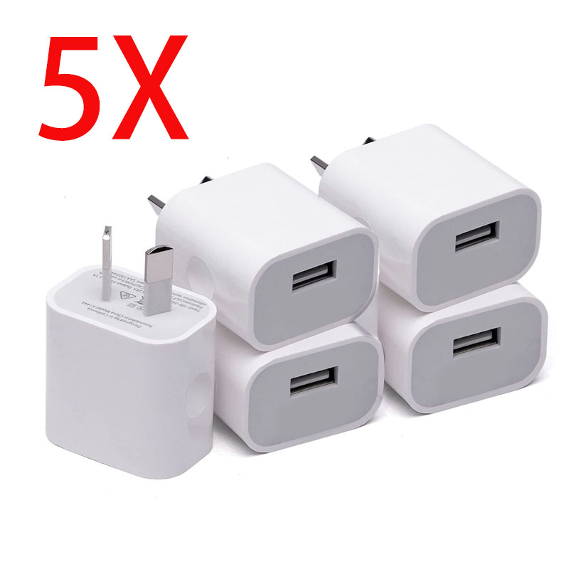 1/5 stk. universel rejselader med én port, 5v 2a usb-stik, ac-vægoplader til hjemmet, strømadapter til au-stik, telefonopladerhoved, australsk standard: Au