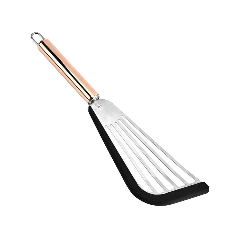 Non-stick Metal Fish Spatula Rose Gold Handle Silicone Edge Stainless Steel Slotted For Kitchen Cooking Fish Flip Fry Grill: Default Title