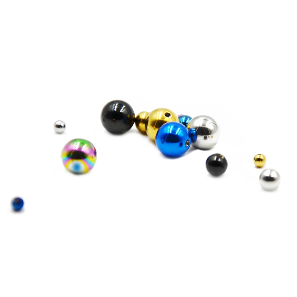 Showlove-10PCS Rvs Ronde Bal Vervanging Bead Lip Wenkbrauw Tong Oorbel Belly Piercing Sieraden 14g/16g