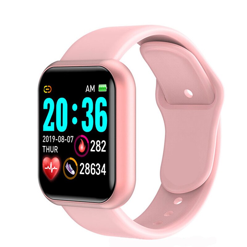 Y68 Bluetooth Frauen Sport Smartwatch Männer Wasserdichte Intelligente Uhr Herz Bewertung Monitor Clever Android Relogio Fitness Tracker reloj: Rosa