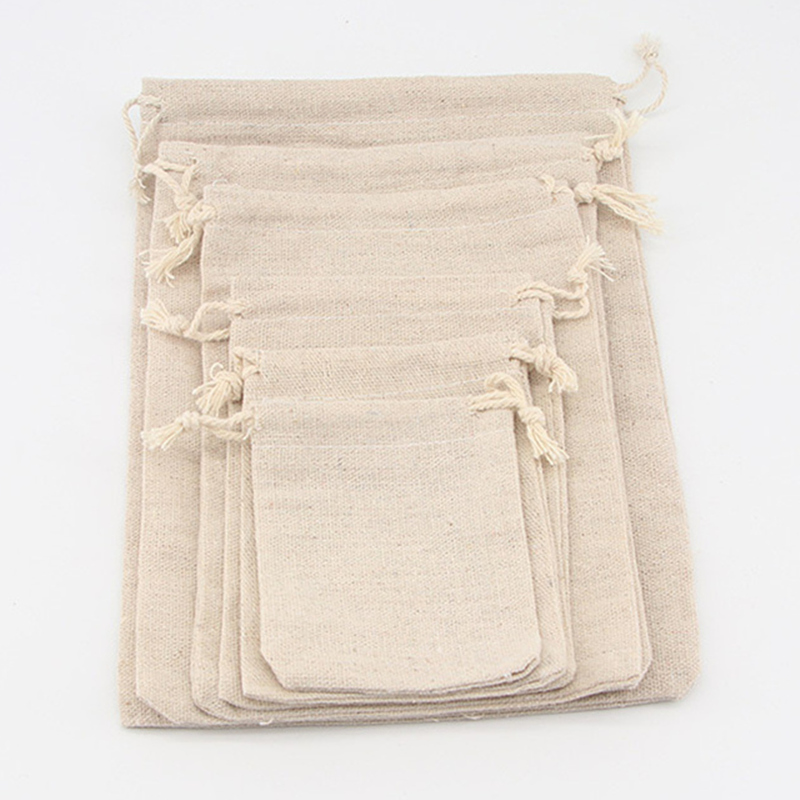 5/10 stks/partij Bruiloft Linnen Trekkoord Zakken Christmas Party Pakket Kleine Katoenen Zakjes Thuis Keuken Organiseren Zakken 15x20 cm