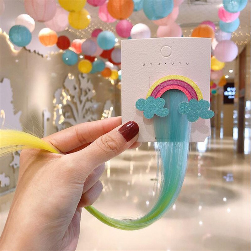 1pc meisjes regenboog wolk eenhoorn pruik haarspeldjes voor meisjes haar houder kinder haarspeldjes haarelastiekjes meisjes haaraccessoires: Wolken
