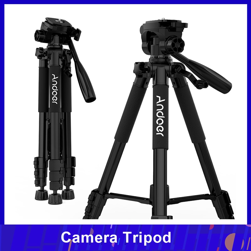 Andoer TTT-663N treppiede leggero da 57.5 pollici per fotocamera da viaggio per fotografia supporto per riprese Video DSLR SLR videocamera con borsa