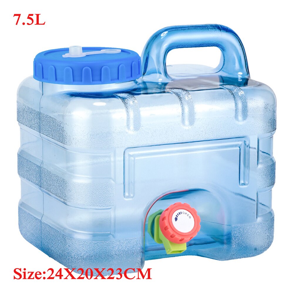 5/8/10/12/15/20L Portable Handheld Water Container With Faucet Outdoor Self-Driving Square Barrel Picnic Plastic Storage Bucket: 7.5L