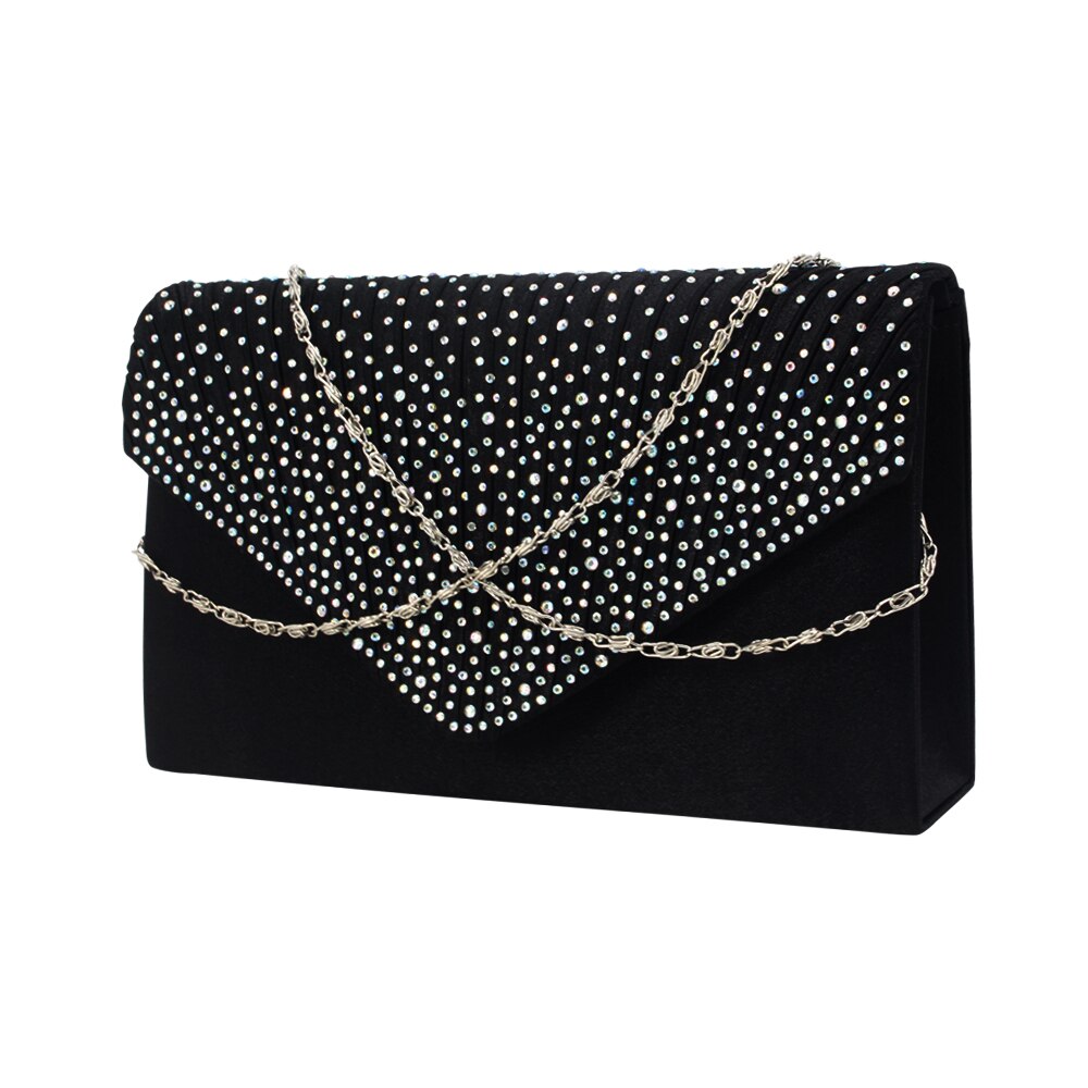 Bolso de cena plisado de diamantes de imitación de alta gama para mujer con un vestido, bolso Cheongsam, bolso de señora, bolso de cena, bolso de mano de diamante