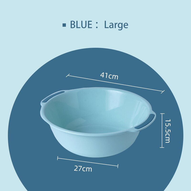 Household Large Thickened Baby Washing Clothes Plastic Washbasin Kitchen Fruit Dish Basin Student Dormitory Washbasin Washbasin: Blue Large