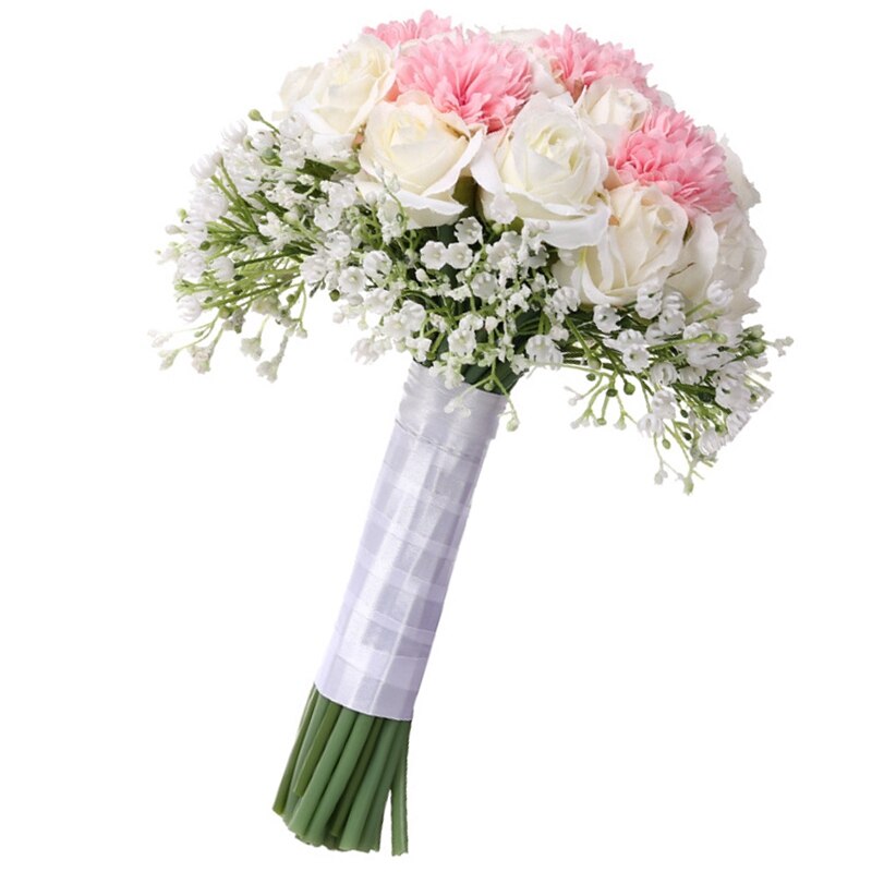 Bruid Bedrijf Bloemen Romantische Bruiloft Kleurrijke Gypsophila Bruid Boeket Roze Wit Bruidsboeketten