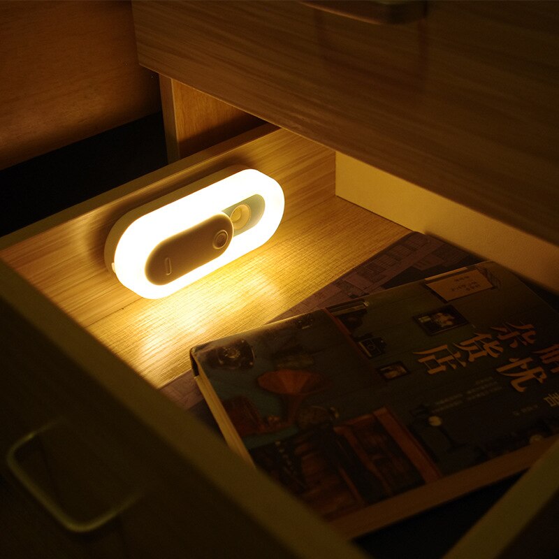 Motion Sensor USB LED Under Cabinet Night Light With Magnetic Suction Wall Lamp Wardrobe Cupboard Drawer Closet Bedroom Kitchen